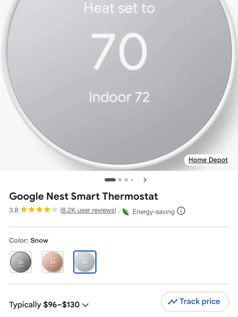 Google Nest Smart Thermostat - Snow
